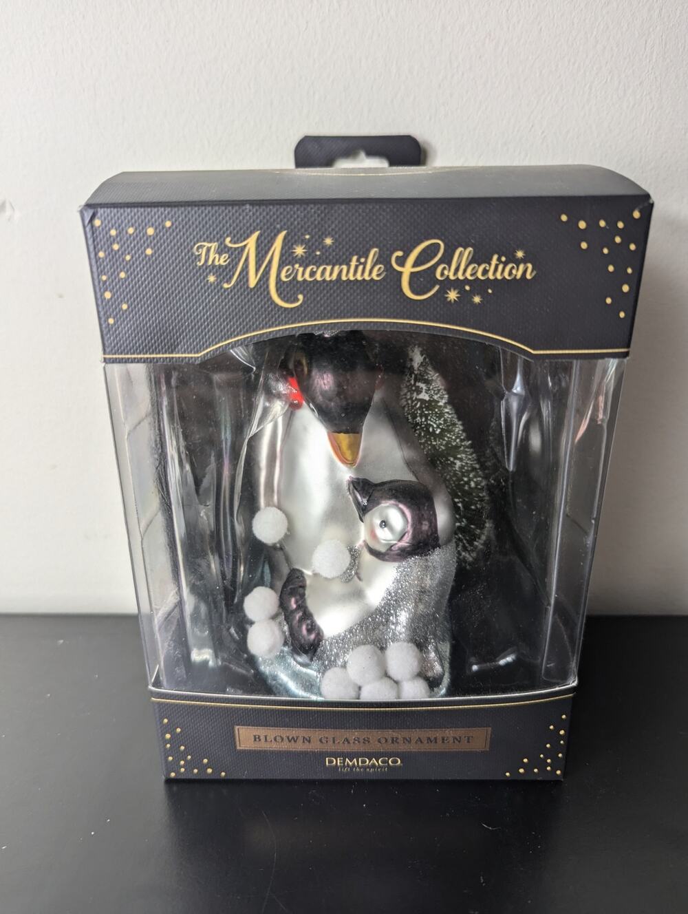Demdaco The Mercantile Collection Penguins Blown Glass Ornament